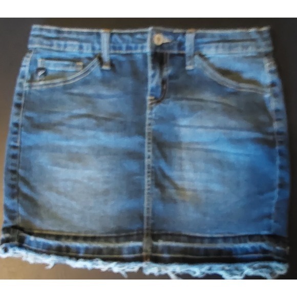 Women's Kancan Distressed Raw Hem Denim Skirt Size 26 - Picture 1 of 7